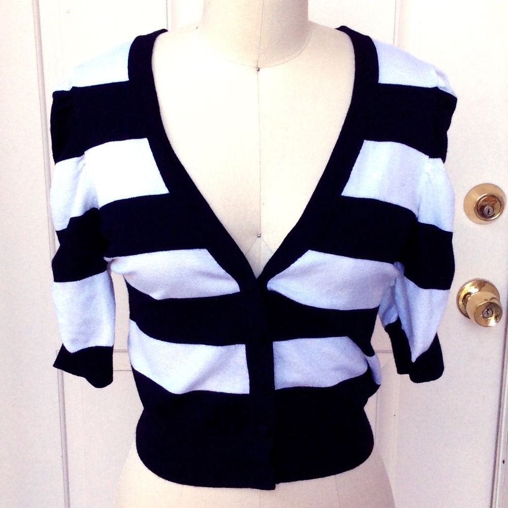 Rockabilly Pin-up Striped Cropped Cardigan